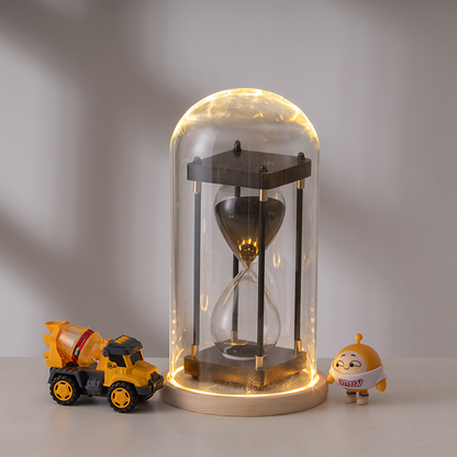 Glass Dome Wood Base With LED Light