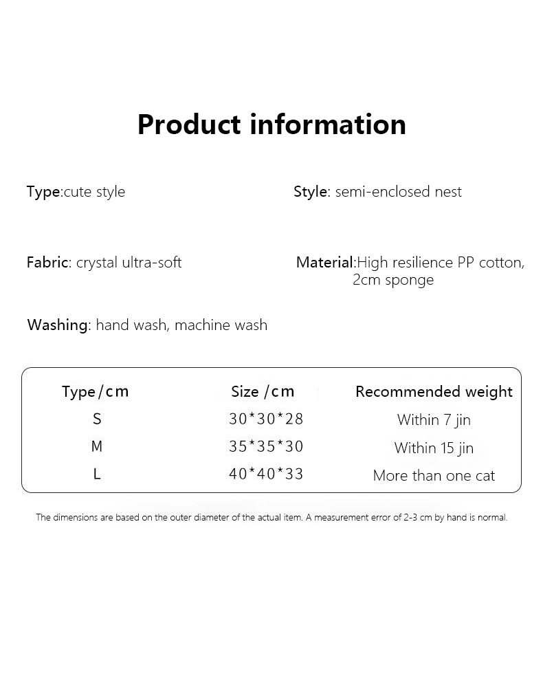 Warm and soft cat bed, indoor cat bed for winter