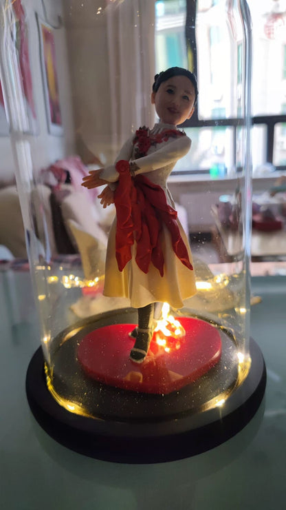 Glass Dome Wood Base With LED Light